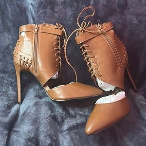Brown Pleather Booties